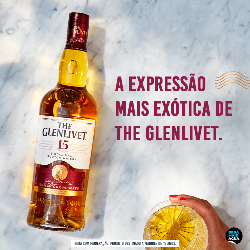 Whisky The Glenlivet Single Malt 15 anos Escocês - 750 ml - Bar Aberto