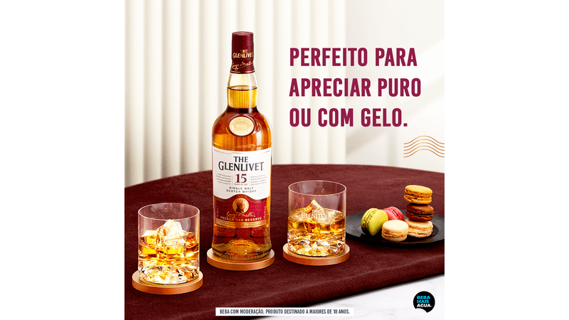 Whisky The Glenlivet Single Malt 15 anos Escocês - 750 ml - Bar Aberto